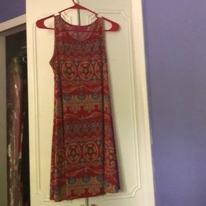 Red boho shift dress